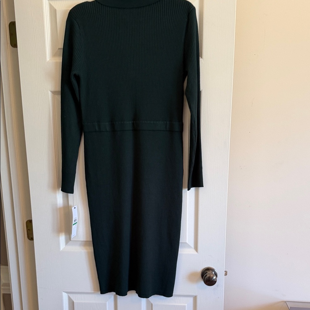 CALVIN KLEIN  Dark Green Long Sleeve Dress - Picture 8 of 9
